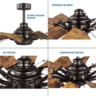 Springer 52" 12-Blade DC Motor Windmill Ceiling Fan, Architectural Bronze