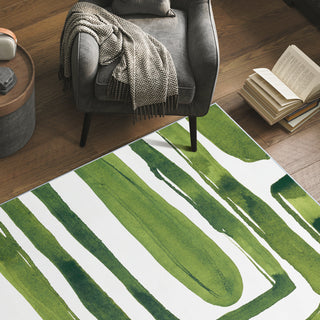 Green Labyrinth II Abstract Art Area Rug, 5'x7.5'
