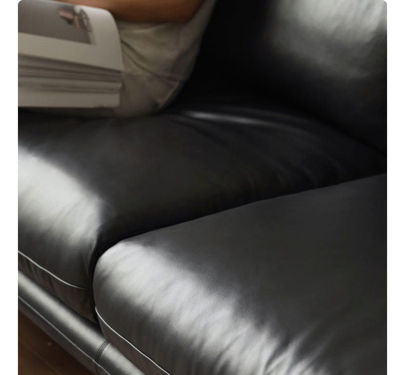 Leather Classic Sofa, Brown Yellow 4-Seater Sofa 110.2x38.2x36.6"