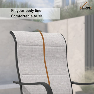 CASAINC 2 Piece Textilene Fabric Iron Frame Swivel Dining Chair