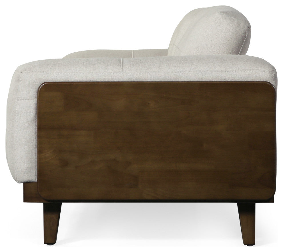 Connor Contemporary Oversized 3 Seater Sofa, Beige/Dark Walnut, Fabric