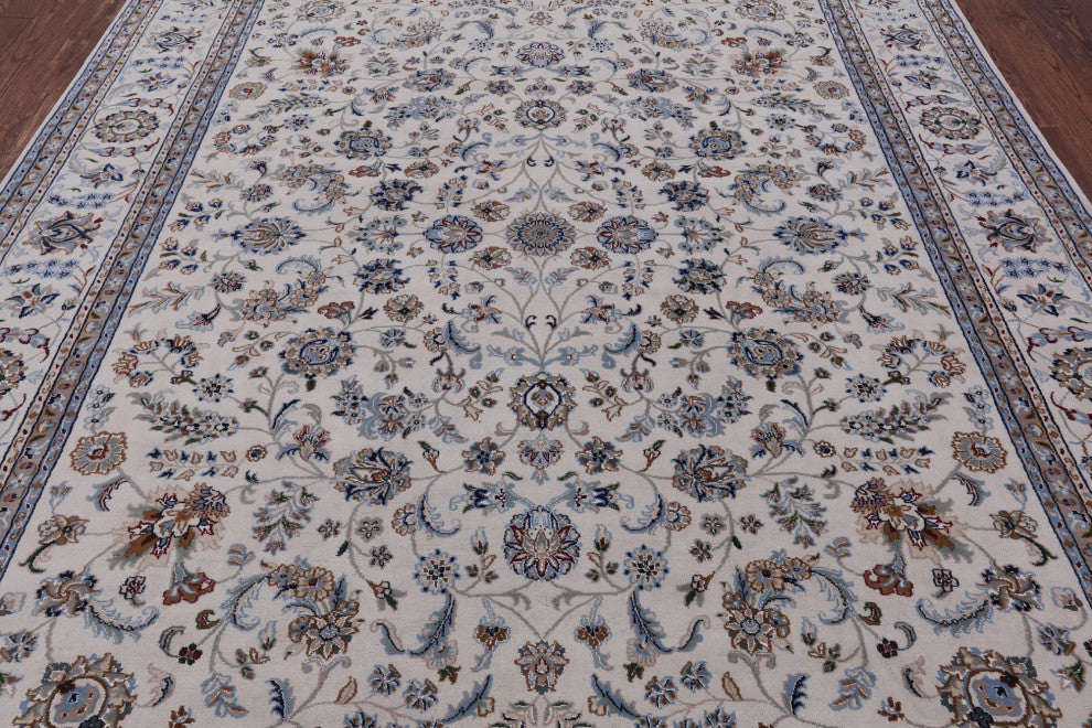 Persian Nain Wool and Silk Hand-Knotted Rug 7' 11" X 10' 4" Q9306