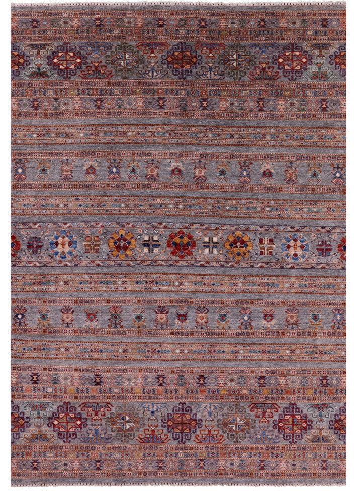 6' 11" X 9' 11" Super Kazak Khorjin Hand-Knotted Rug Q5339