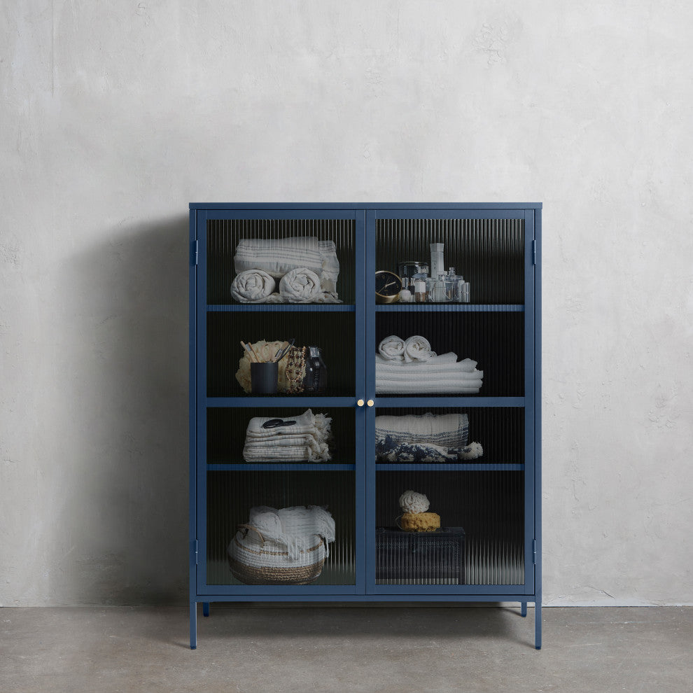 Metal & Glass 55" Display Cabinet, Blue