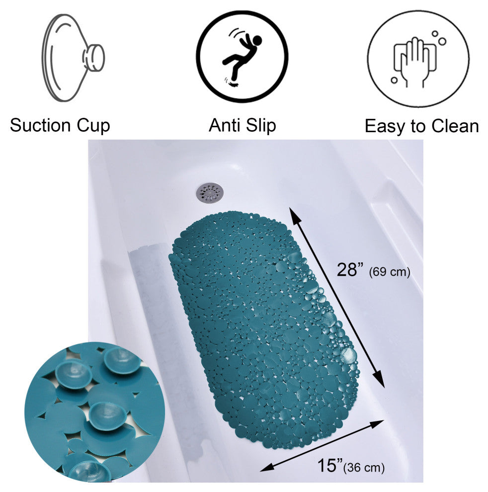 Bubbles Non-Slip Oval Bathtub Mat 28 L x 15 W, Peacock Blue