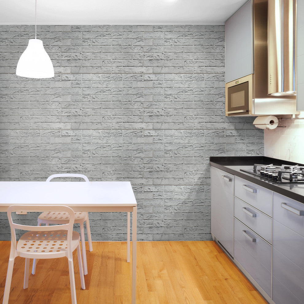 Grey Bricks 3D Wall Panels, Set of 10, Covers 64 Sq Ft