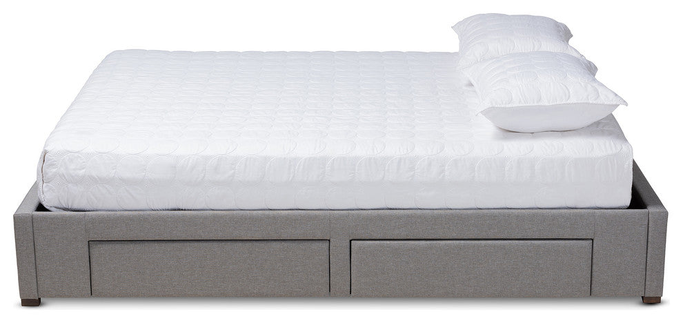 Melville Light Gray Upholstered 4-Drawer Queen Platform Storage Bed Frame