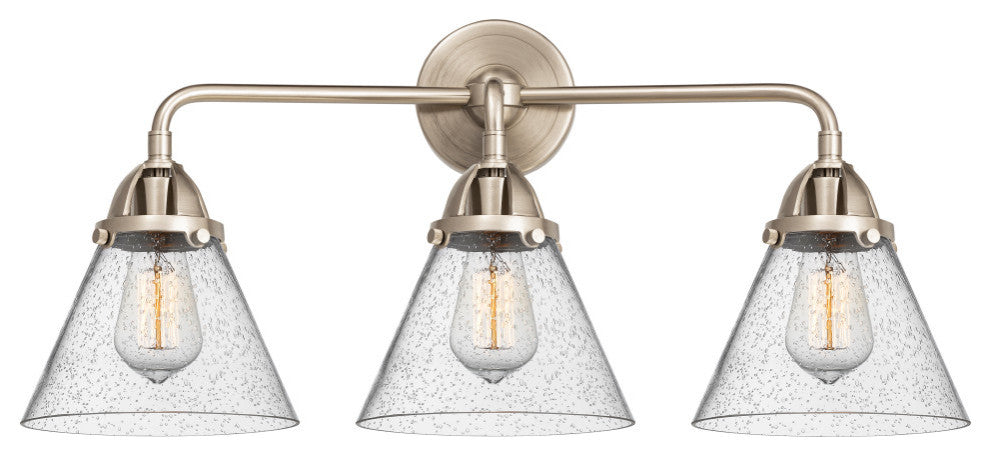 Large Cone Bath Vanity Light, Brushed Satin Nickel, Seedy, Seedy