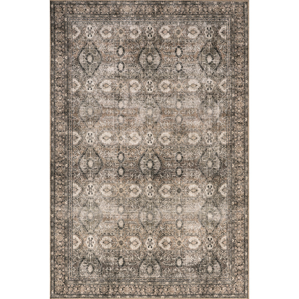 Nuloom Hillstone Collection Traditional Vintage Medallion Rug, Brown 5' x 8'