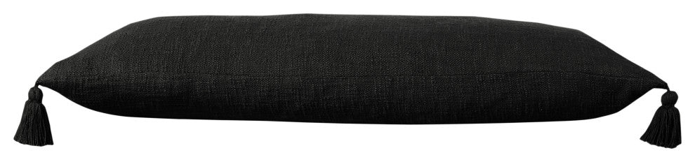 Ox Bay Handwoven Black Solid Organic Cotton Pillow Cover, 14"x36"