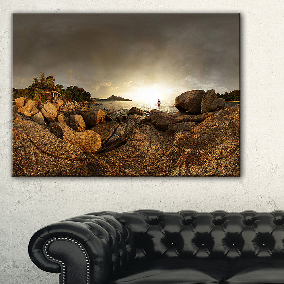 "Brown Rocky Forest Panorama" Landscape Wall Art Canvas Print, 32"x16"
