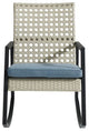 Liza Modern Patio Cane Weave Rattan Rocking Chair - Light Grey/Blue