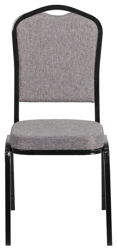 Hercules Series Crown Back Stacking Banquet Chair, Gray Fabric, Black Frame