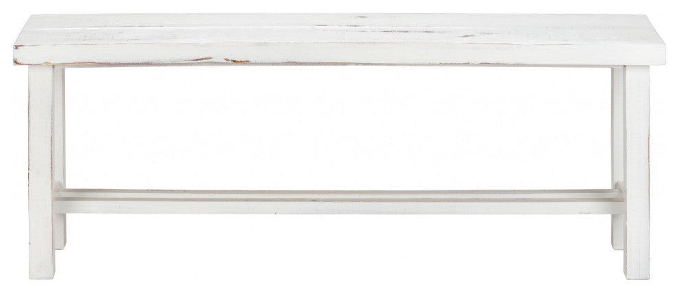 48" Rustic White Distressed Bench
