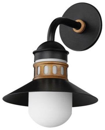 Maxim 35122 Admiralty 15" Tall Wall Sconce - Black / Antique Brass