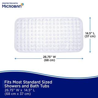 Microban Protected Bubble Bath Mat, 26.75" L x 14.5" W, Frosted