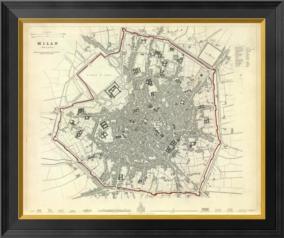 "Milan, Italy, 1832"  by Society for the Diffusion of Useful Knowledge, 26x22"