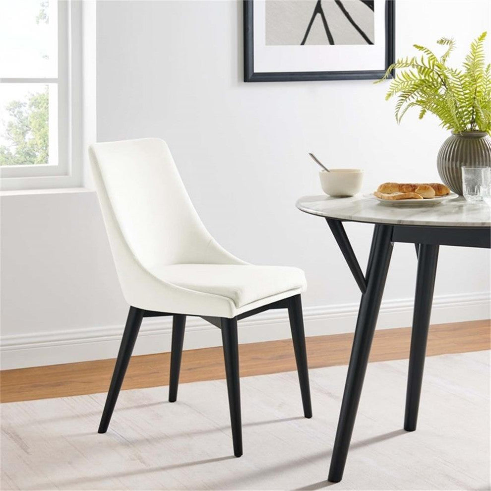 Viscount Performance Velvet Dining Chair, White