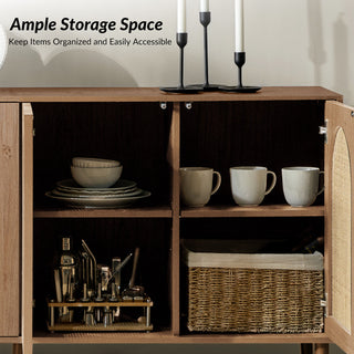 Lenz Modern Sideboard With Adjustable Shelves, Oak