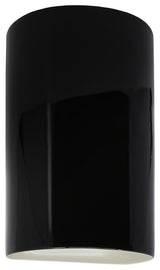 Ambiance Large Cylinder Wall Sconce, Open, Black, Matte White, E26