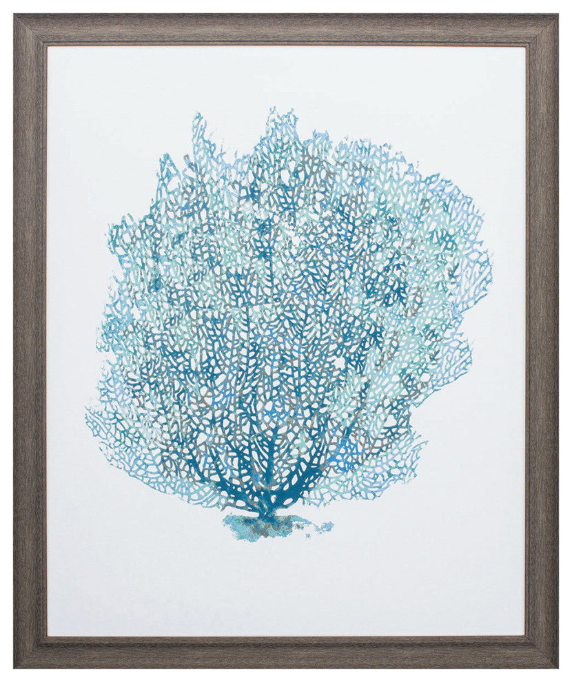 Aqua Coral on White II Framed Art