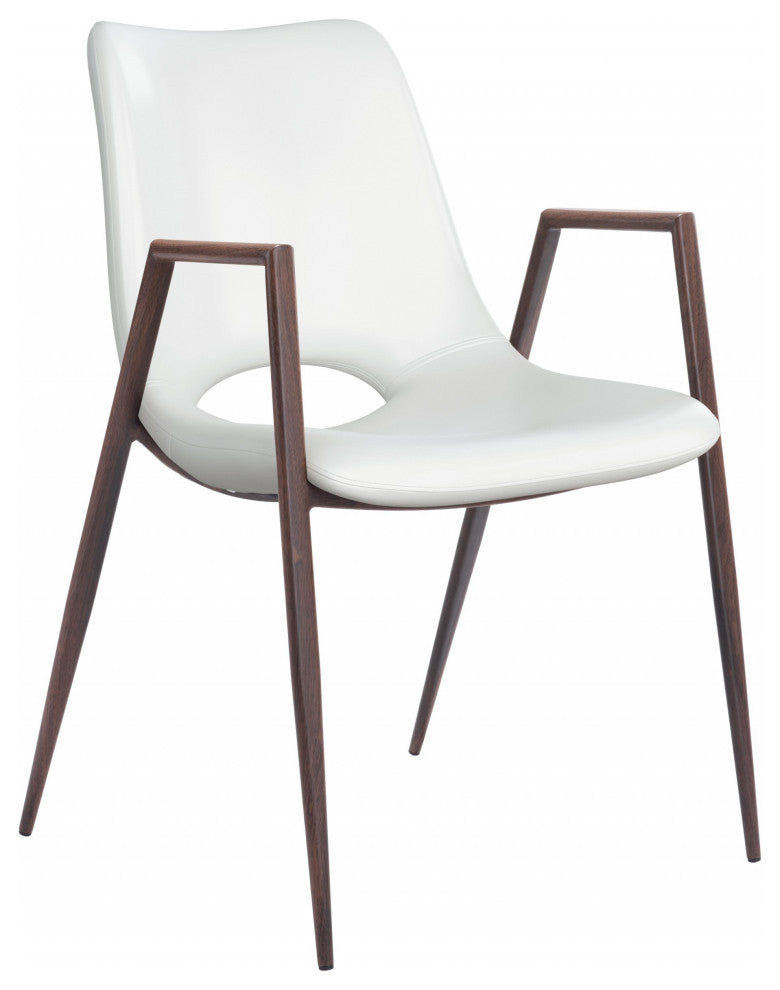 Set of Two White Retro Modern Funk Dining Chairs