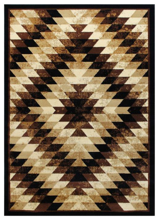 Teagan Collection Southwestern Area Rug - Olefin Rug with Jute Backing, Brown, 6' X 9'