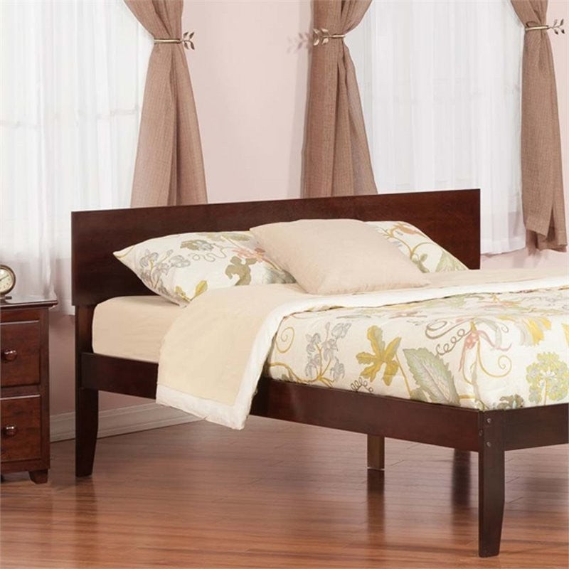 AFI Orlando King Solid Wood Panel Headboard with USB Charger in Walnut
