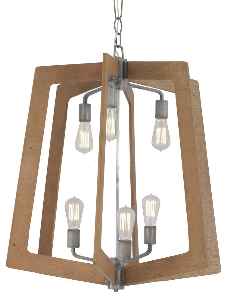 .-      Lofty 6 -Lt Foyer Chandelier  - Steel/Wheat