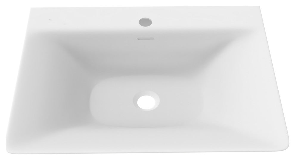 CastelloUSA Carmella Minimalist Wall Mount Bathroom Sink, White, 24''