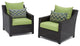 Deco 2 Piece Aluminum Outdoor Patio Club Chairs, Ginkgo Green