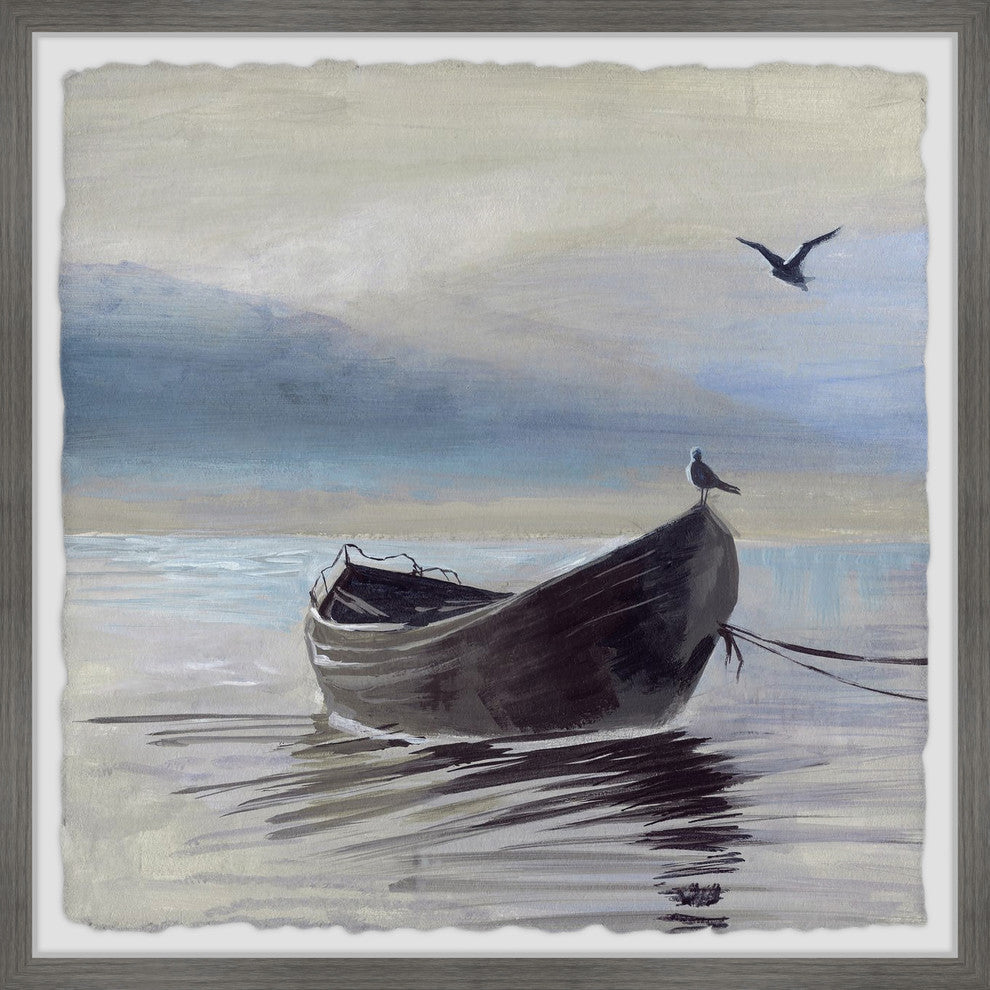 "Little Brown Boat" Framed Painting Print, 12"x12"
