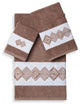 Linum Home Textiles Noah 3-Piece Embellished Towel Set, Latte