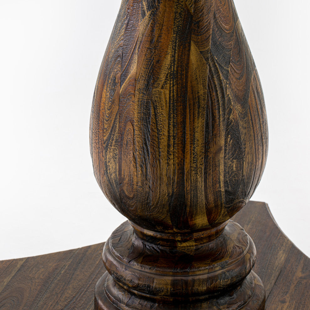 Irving Dining Table, Rustic Rubberwood Table In Distressed Jacobean Finish, 48"