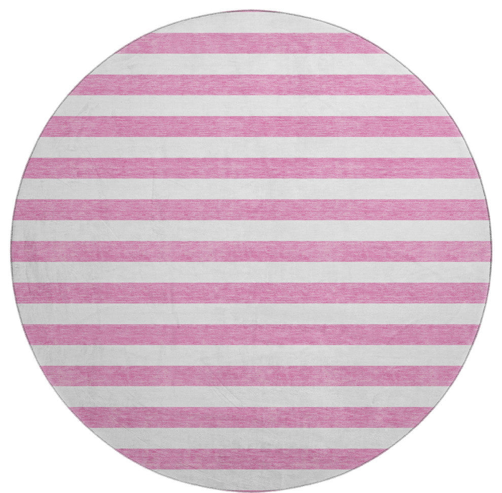 Premium Machine Washable Mayfield AMF528 Pink 8' x 8' Round Rug