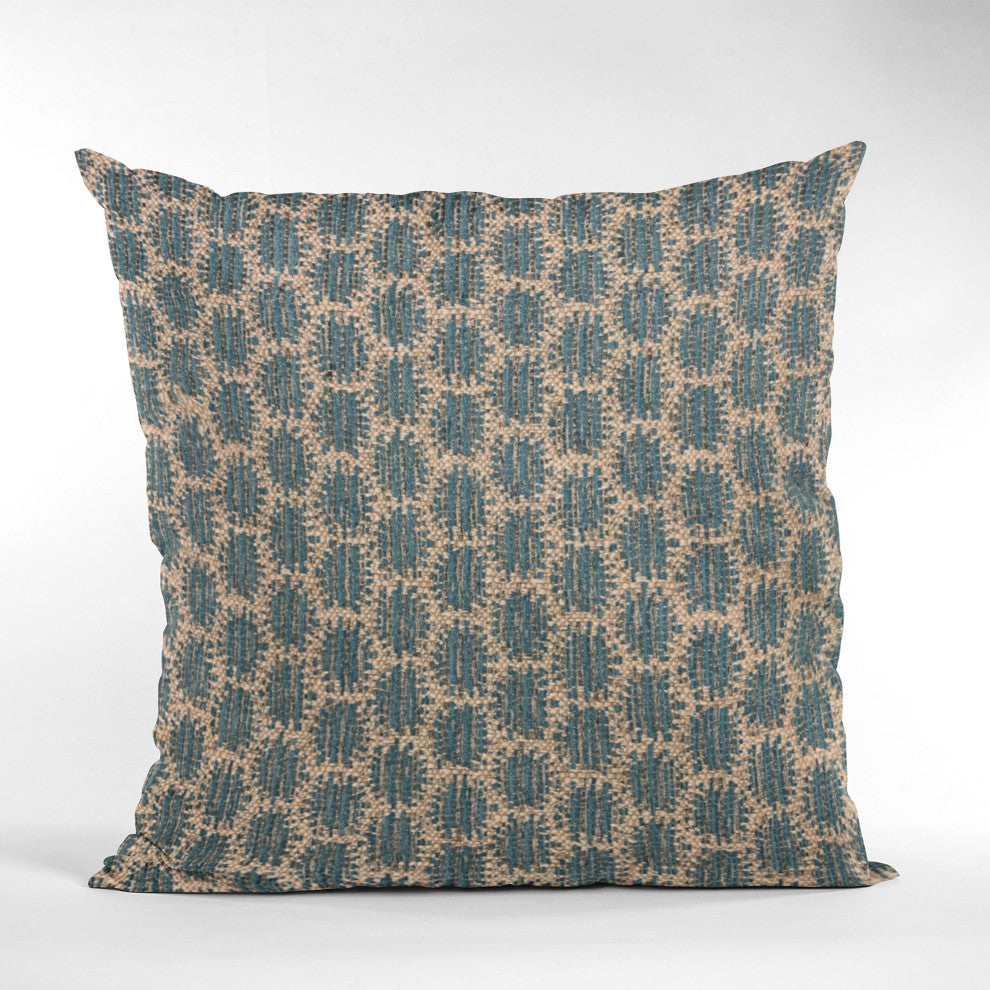 Plutus Blue Eyelashes Dot Luxury Throw Pillow, 22"x22"
