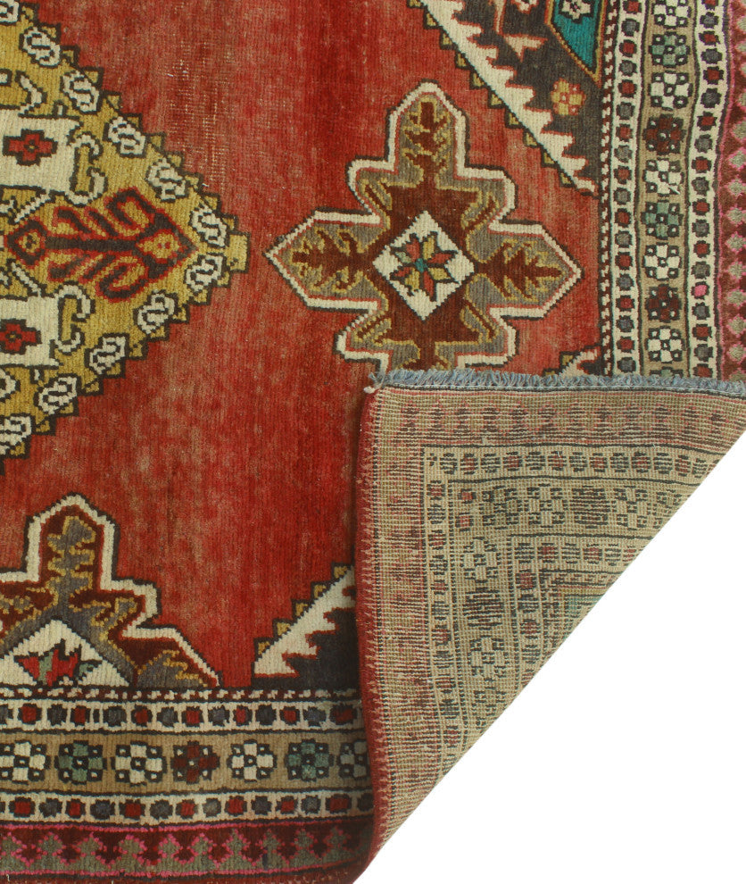 Semi-Antique Darling Rust/Beige Runner, 3'6x9'5