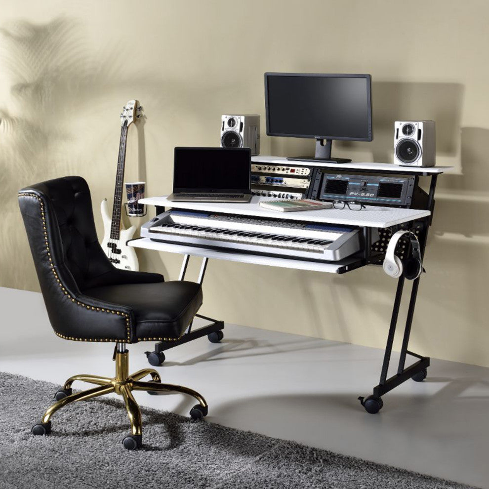 Rectangular Music Desk With Wheels, White