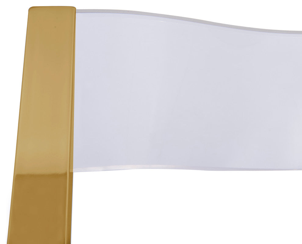 LeisureMod Menno Clear Acrylic Dining Folding Chair With Gold Base, Set of 2