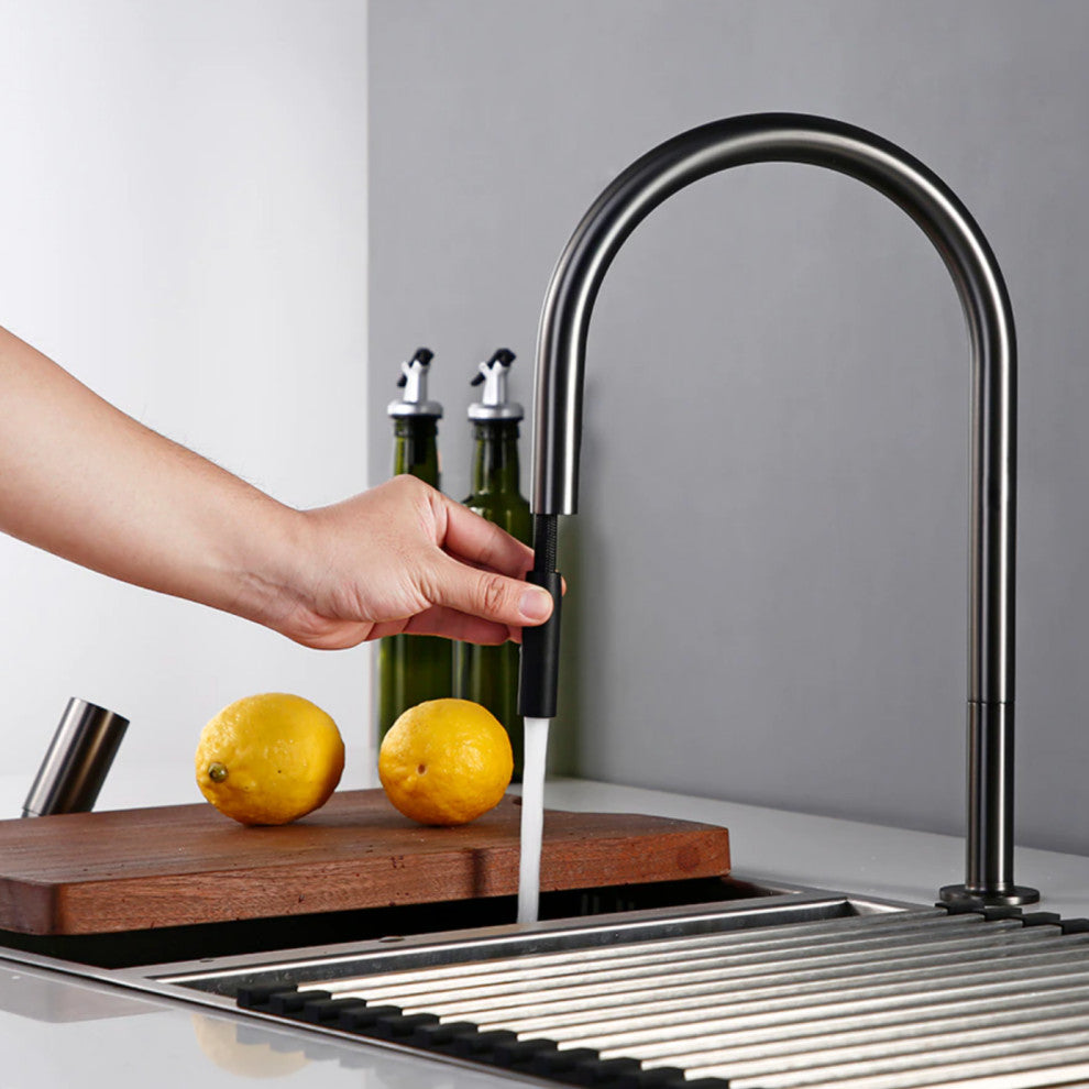 Bagnox™ Solid Brass Pull Down Kitchen Sink Faucet, Gunmetal