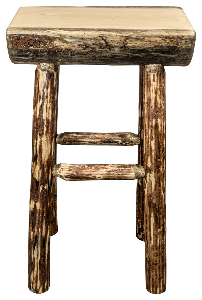 Glacier Country Half Log Bar Stool With Exterior Stain Finish