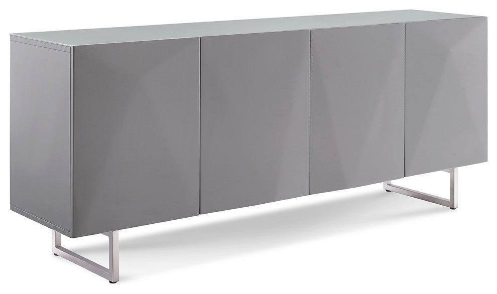 HomeRoots 79" X 18" X 32" Gray White Metal Buffet