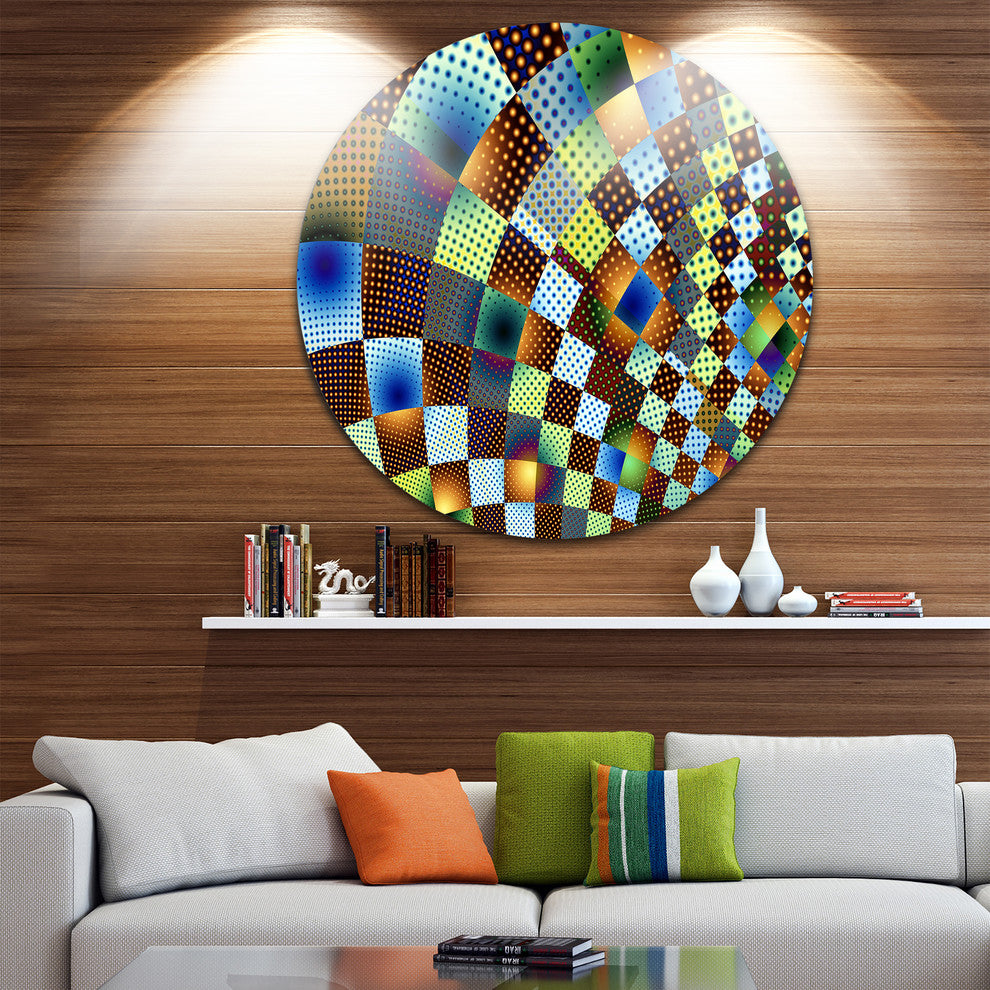 Fractal Geometric Ornament Design, Abstract Art Round Wall Art, 11"