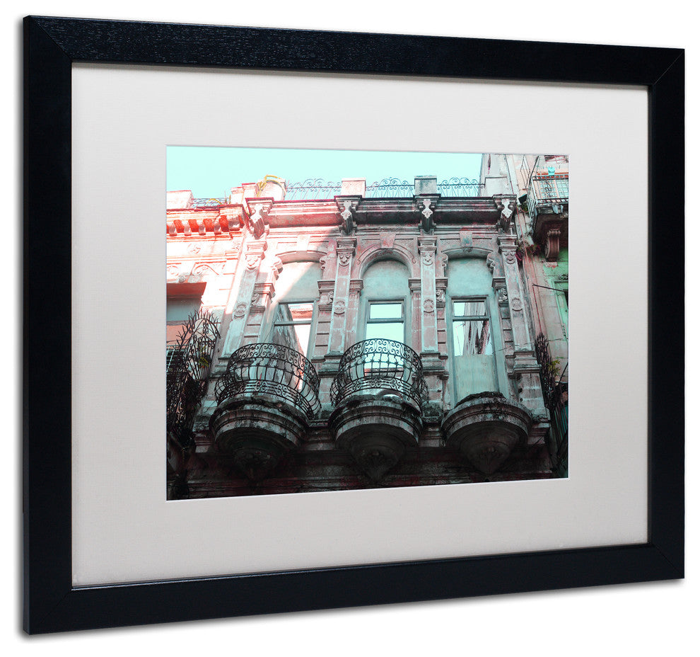 ''Havana Art Deco'' Matted Framed Art, Black Frame, White Matte, 20x16