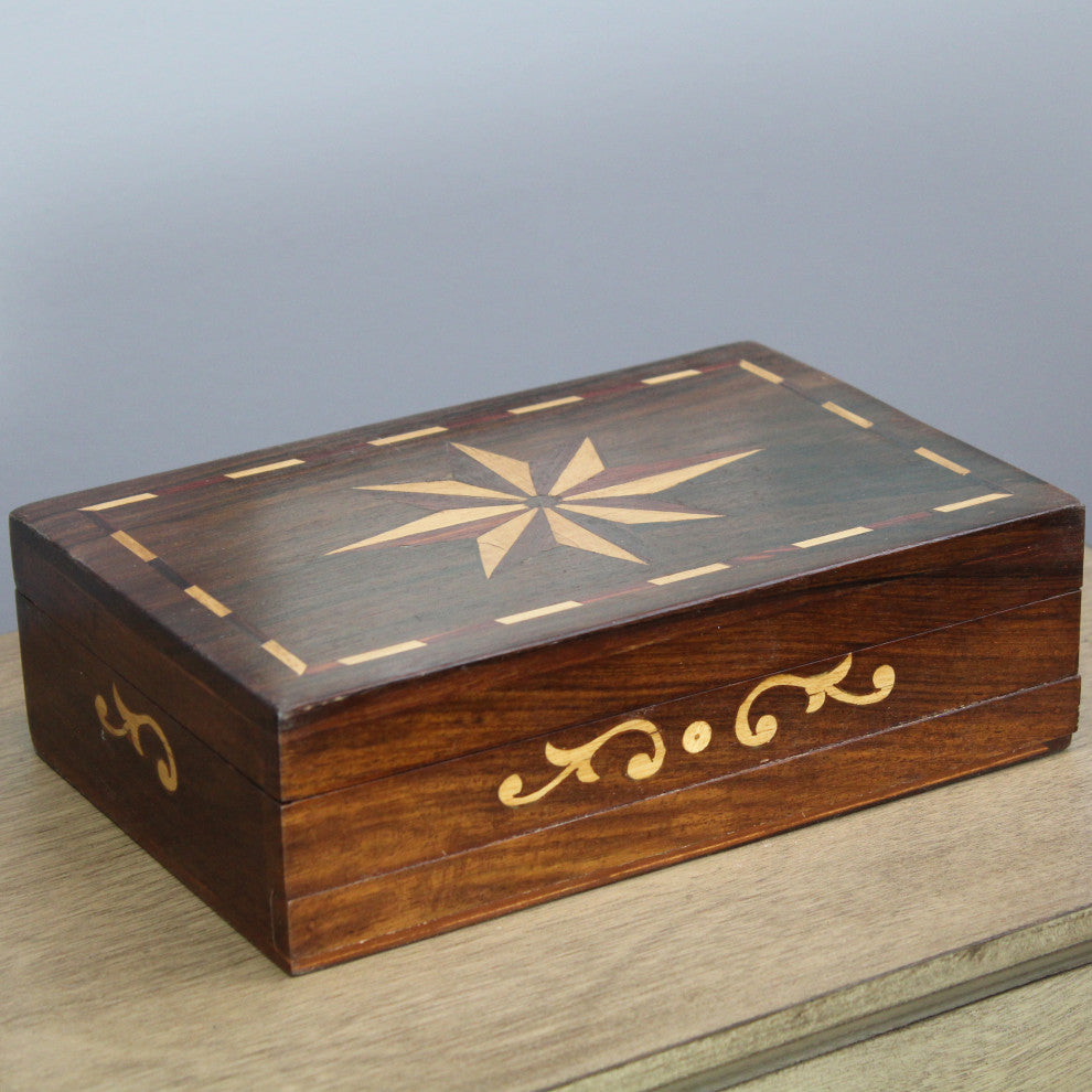 Natural Geo Handmade Rosewood Star Wooden Decorative Box
