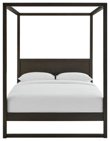 Alva Queen Wood Canopy Platform Bed, Smoked Oak