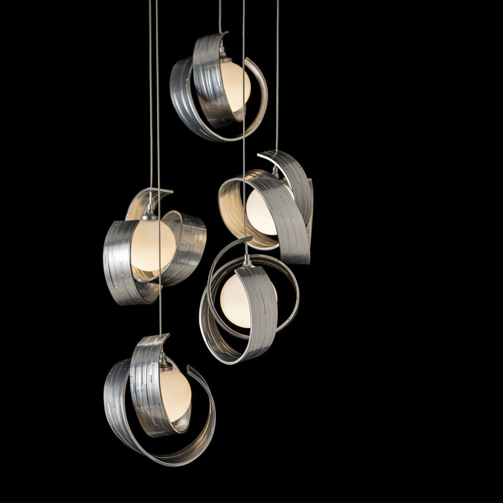 Riza 5-Light Pendant Sterling Opal Glass Standard
