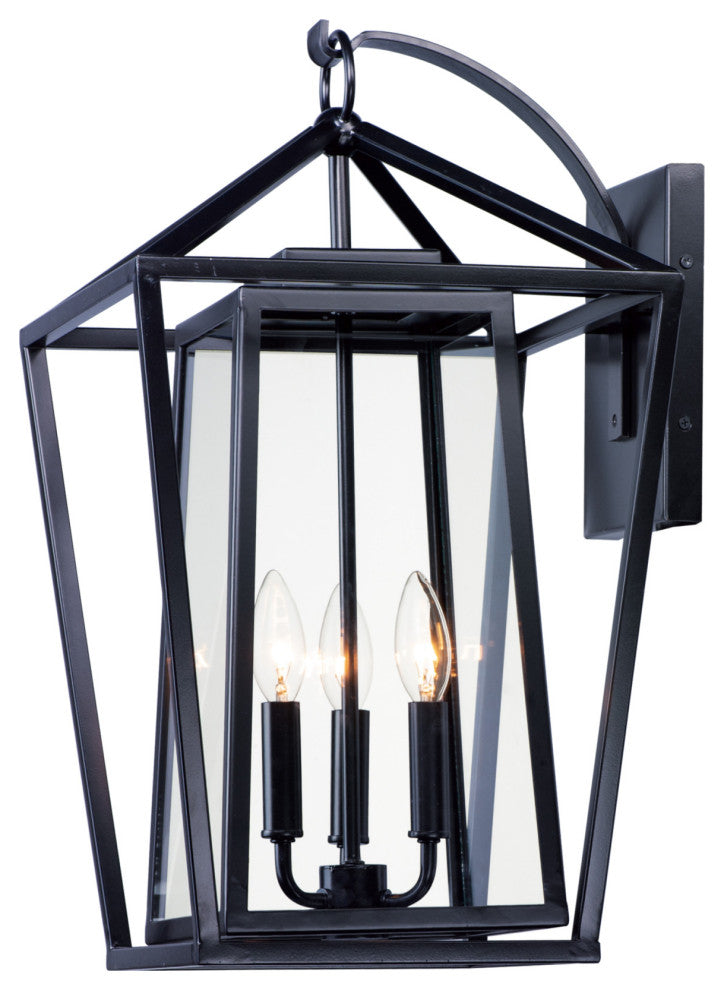 Maxim 3176 Artisan 3 Light 21" Tall Outdoor Wall Sconce - Black / Clear Glass
