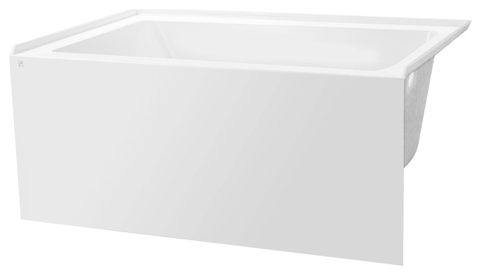 Vanity Art Alcove Soaking Acrylic Bathtub, Pure White, 48"x32", Right