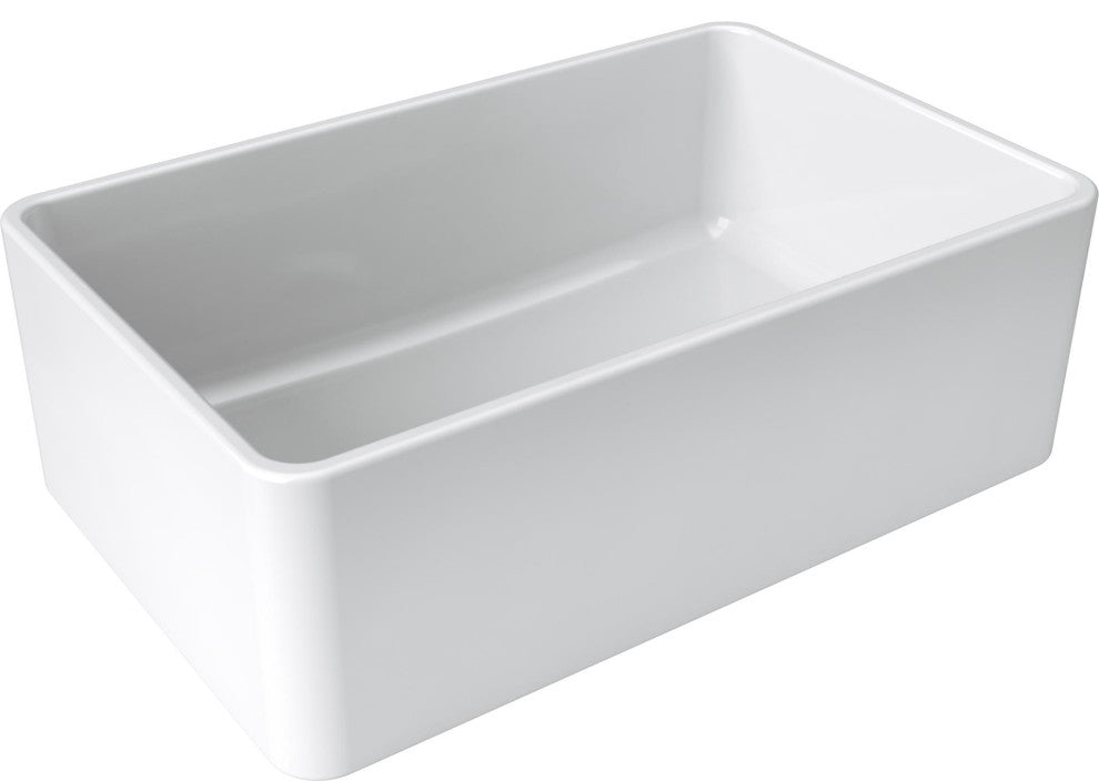 Fine Fixtures White Fireclay Farmhouse Butler Kitchen Sink, 33"